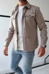 Giacche da uomo Camicia casual da uomo Giacche Nuovo Autunno Inverno Uomo Manica lunga Risvolto Capispalla Cappotti Uomo Monopetto Tasca tinta unita CappottiL231218