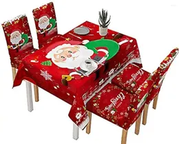 Toalha de mesa 140/180/210cm, toalha de mesa de natal, conjunto de capa de cadeira, decorações de natal, polegadas, santa fé, à prova de óleo e à prova d'água