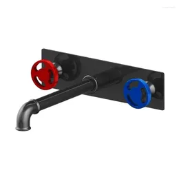 Bathroom Sink Faucets All Copper Double Handle Industrial Style Concealed Wash Basin Faucet Red And Blue Cold Buried Wall Accessories