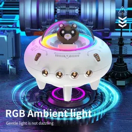 Bilgisayar mini s ers Taşınabilir Bluetooth RGB LED Işık UFO Uzay gemisi Ses kablosuz hediye desteği TF 231216