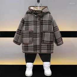 Jackets Boys Woolen Coats Plus Thicken 2024 Charming Warm Velvet Winter Autumn Cotton Sport Tracksuit Teenagers Children's Cloth