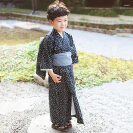 Ethnic Clothing 2023 Kid's Japanese Kimono Yukata National Flower Print Bathrobe Home Wear Robe With Belt Boy's Pography