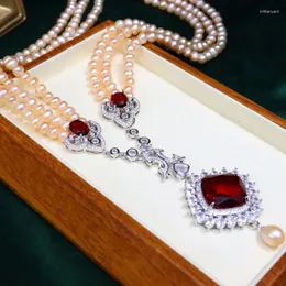 Hängen Natural Freshwater Pearl 6-7mm Elegant Necklace Pendant