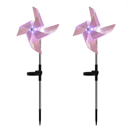 Garden Decorations Solar Wind Spinner LED Powered Stake Pinwheels Light Outdoor Decorative Lawn Lighting Copper Wire Lamp