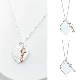 Heart And Key Pendant Necklace For Women 11 925 Silver Sterling Luxury Jewelry Gifts Co Drop 220412227Z