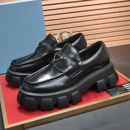 Designer-Monolith-Loafer-Plateau-Mokassin, Luxus-Bürsten-Damen-Loafer mit Logo, echtes Leder, klobige Unterseite, Damen-Kleiderschuhe, klassische Oxfords-Sneaker