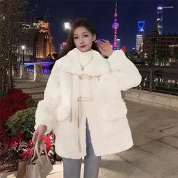 Chaqueta de lana de cordero de imitación de piel para mujer abrigo Mao otoño invierno 2023 moda suelta cálida gruesa Co