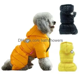 Designer Dog Clothes Winter Apparel Waterproof Windproof Dogs Coats Warm Fleece Padded Cold Weather Pet Snowsuit For Chihuahua Poodles Dhut8