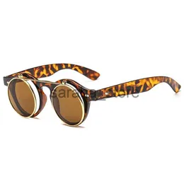 Lunettes de soleil UV400 Lunettes rétro gothiques Steampunk Lunettes de soleil Clip Up Clamshell Hommes Femmes Lunettes de soleil rondes Shades Brand Designer Lunettes J231218