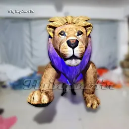Costume da leone gonfiabile ambulante divertente da parata, costume da mascotte animale gonfiabile in movimento controllato per adulti per eventi circensi