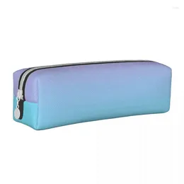 Cosmetic Bags Ombre Print Square Pencil Case Abstract Girly Pink For Teens College Leather Box Cool Zipper Pen Bag