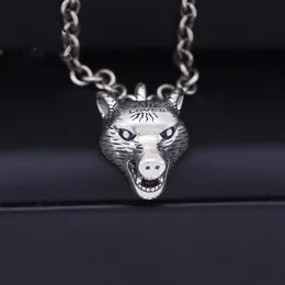 Vintage 925 Sterling Silber Halskette Herren Anger Forest Serie Wolf Kopf Anhänger Halskette Wild AJ Männer und Frauen Paare neckl254o