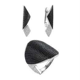 Earrings  Necklace Beautiful Micro Pave Black Clear Cubic Zircon Women Wedding Jewelry Set For Bridesmaids251L