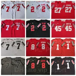 College Ohio State Buckeyes Futbol 2 Chris Olave Jersey 7 CJ Stroud 8 Trey Vaaz 1 Justin Fields 27 Eddie George 45 Archie Griffin Red Bl