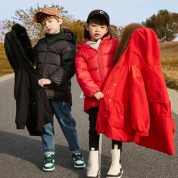 Down Coat Children's Jacket Mid-Length 2023 Detachable Liner Medium And Large Parka Boys Girls Live Noodles