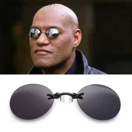 Solglasögonklipp på näsglasögon runt Rimless Matrix Morpheus Solglasögon Mini Frameless Vintage Men Eyeglasses UV400L231218