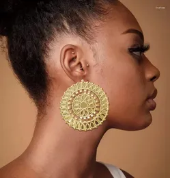 Dangle Earrings Fashion Jewelry Punk Gold Color Hoop For Women Geometric Big Round Circle Earings Trendy