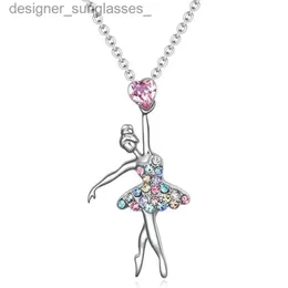Colares de pingente de cristal charme cor zircon gargantilha dançando menina bailarina dançarina pingente colar jóias presente para meninas de balé womenl231218