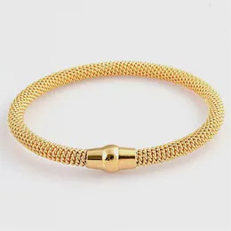 Bangle Fashion Women Men Magnetic Color Rose Gold Stainless Steel Round ed Wire Cuff Clasp Bracelets Jewelry247F