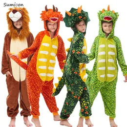 Strampler Kigurumi-Anzug für Kinder Winteroverall Warmer Kinderpyjama für Mädchen-Pjs Baby-Nachtwäsche Anime-Dinosaurier-Pijama Kleinkind-Haus 231218