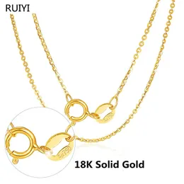Chokers Ruiyi Real 18K Gold Chain Necklace Classic O Simple O 체인 디자인 순수한 AU750 금 목걸이 여성 고급 보석 선물 231218
