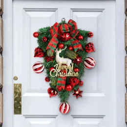 Decorative Flowers Merry Christmas Wreath Decorations For Home Staircase Door Wall Window Hanging Artificial Ornaments