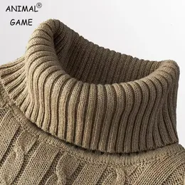 Pulls à capuche pour hommes sweats à col roulé pull décontracté col roulé tricoté garder au chaud hommes pull en laine 231218