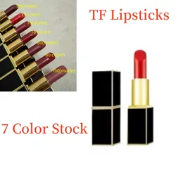 Luxusmarke Lippenstift für Mädchen TF Classic Square Tube 3g 7-Farben-Lippenstifte Matte Cream Lip Color Rouge A Levres Lady Lip Beauty Langlebiger wasserfester Lippenstift