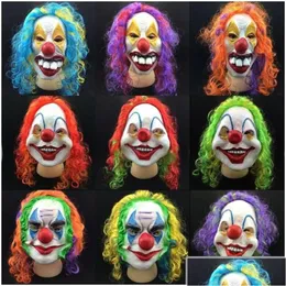 Maschere per feste Maschera spaventosa di Halloween Lattice Clown Face Wry Fl Horror Masquerade Drop Delivery Home Garden Festive Supplies Dhsl8 Dhx51 Dhsdf