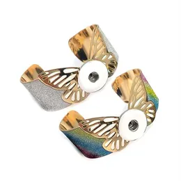 Nubuk 015 Übertriebene Schmetterlingsarmmanschette Armbinde Armband Großer Armreif 18 mm Druckknopfschmuck für Frauen318d