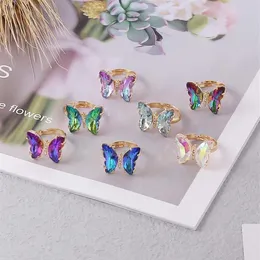 Cluster Rings Polychrome Crystal Butterfly Ring Fashion Temperament Sweet Romantic Female Jewelry Girl Wedding Gift2485