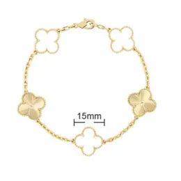 Van 4/cuatro hojas trébol encanto 6 colores pulseras brazalete cadena 18k oro ágata concha madre de perla para mujer niña boda venta al por mayor 2024 Jzug