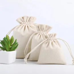 Shopping Bags 2 Pcs/Lot High Quality Natural Linen Storage Drawstring Christmas Gift Package Small Pouch Home Organize Cotton Sacks