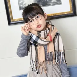 Scarves Autumnwinter children's plaid scarf imitation cashmere warm lengthened and thickened scarf for boys girls and babies 231216