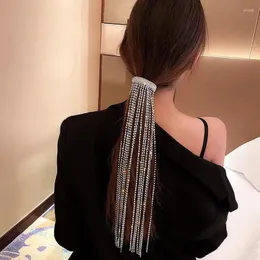 ヘアクリップファッション韓国のスパークリングウォータードリルロングフローSUチェーンジュエリー女性贅沢なクリスタルウェディングヘッドウェア
