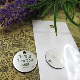 40 Stück – He Will Give You Rest Matthew 11 28 Edelstahl-Charms mehr Stil für die Auswahl von DIY-Charms-Anhängern für den Halsl268v