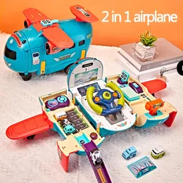 電気RC車の子供変形玩具航空機モデル多機能ベイビーアーリーエデュケーションドライビングシミュレーションキッドギフト231218