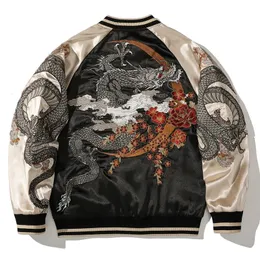 Herrjackor 2023 Autumn Yokka broderade kinesiska Dragon Jacket Men's Casual Trendy Outerwear Heavy Personality Baseball Uniform Coat 231218