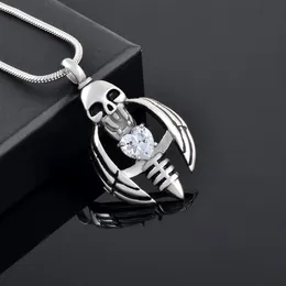 IJD9793 Skull Stainless Steel Cremation Pendant Necklace Heart Crystal Ashes Keepsake Urn Necklace Memory Jewelry264t