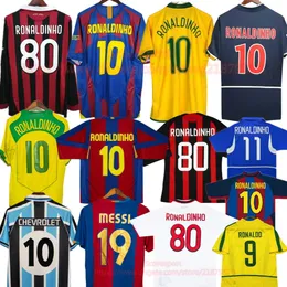 Ronaldinho Retro Soccer Jerseys 09 10 Milan Vintage Jersey 2002 Barsil Classic Football Shirts Barca 03 04 05 06 07 08 Kit