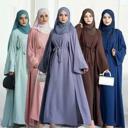 Ethnic Clothing Ramadan Muslim Women Open Abaya And Sleeveless Dress 2 Pieces Set Modest Kaftan Dubai Turkey Robe Islamic Jalabiya Gown
