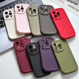 iPhone 15 Pro Max 14 Plus 13 12 11 Candy Color 화려한 렌즈 카메라 매트 매트 TPU 고무 실리콘 소프트 커버 갑옷 충격 방지 방패 방패