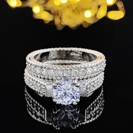 Ring Pierścień Pierścień Czarny piątek Silver Color Pierścienie panny młodej Zestaw Bridal 2pcs Kobiety zaręczyny Chwała luksus do biżuterii na palce R4434 231218
