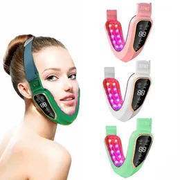 Dispositivo de levantamento elétrico do massageador facial LED Pon Therapy Face Slimming Vibration Massager Double Chin V Face Shaped Cheek Lift Machine 231218