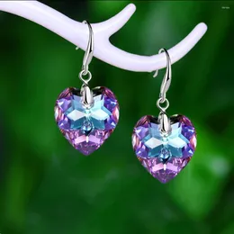 Baumeln Ohrringe 2023 Trendy 6 Farben Herz Glas Anhänger Für Frauen Bunte Pfirsich Kristall Mode Schmuck Clip Auf Ohrring