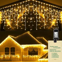 Altri articoli per feste per eventi Decorazioni natalizie 2024 Luci esterne 4MW * 0,6MH 8 modalità Tenda Fata String Light Filo trasparente LED String Light Anno 231218