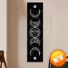 Tapiz de fase lunar, estrellas, espacio, psicodélico, tapices de pared en blanco y negro, manta de fase lunar, decoración del hogar, colgante de pared, decoración del hogar