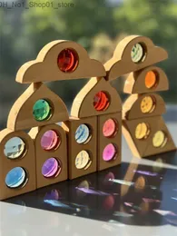 정렬 중첩 쌓아가는 장난감 아이 스파클링 오리엔트 보석 나무 장난 장난감 스텝 플라잉 무지개 모양 빌딩 블록 Q231218