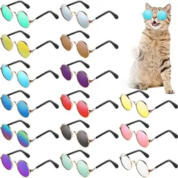 Óculos de sol bonito cão gato retro moda óculos de sol transparente proteção filhote de cachorro gato professor cosplay óculos pet fotos adereços