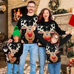 Family Matching Outfits Christmas Cute Elk Print Sweater Mommy Daddy Baby Winter Shirt Couple Clothes Set Kids Hoodies 231218